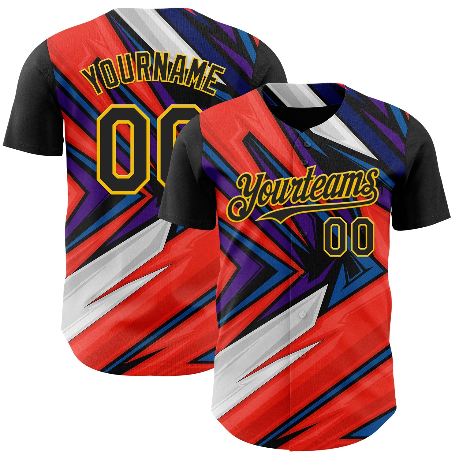 Custom Black Gold Orange Blue-White Car Racing Formula Auto Motorsport Authentic Baseball Jersey