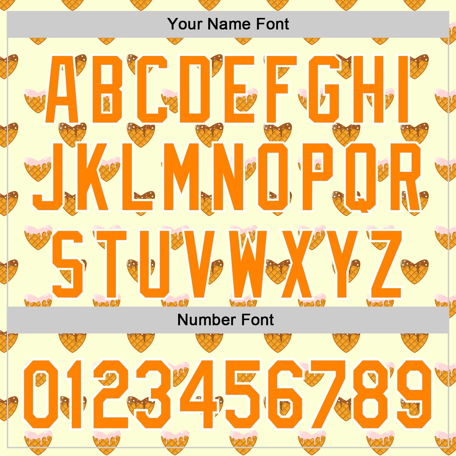 Custom Yellow Bay Orange-White Foodie Heartshaped Waffles Sweets Authentic Baseball Jersey