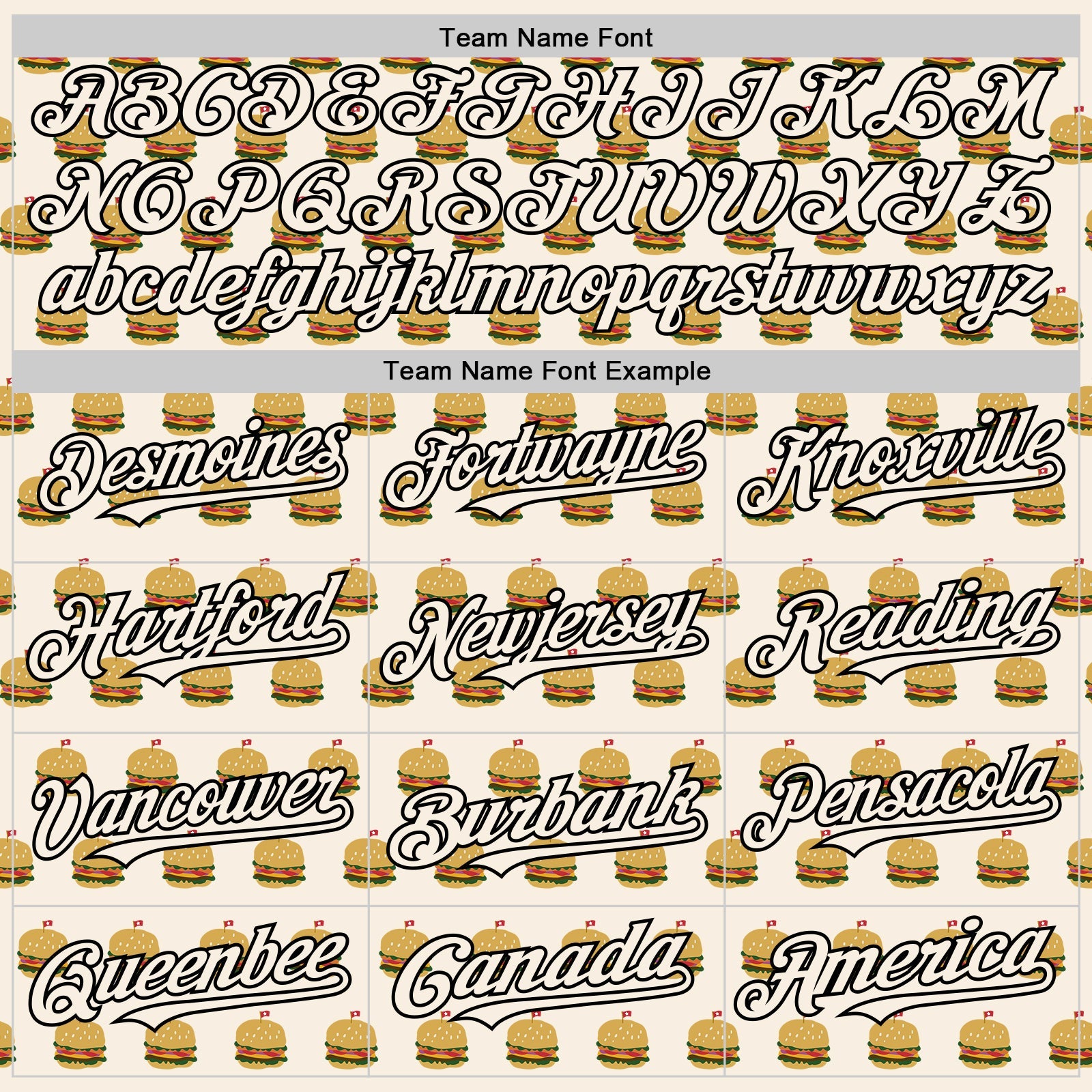 Custom Cream Black Foodie Fast Food Hamburgers Authentic Baseball Jersey