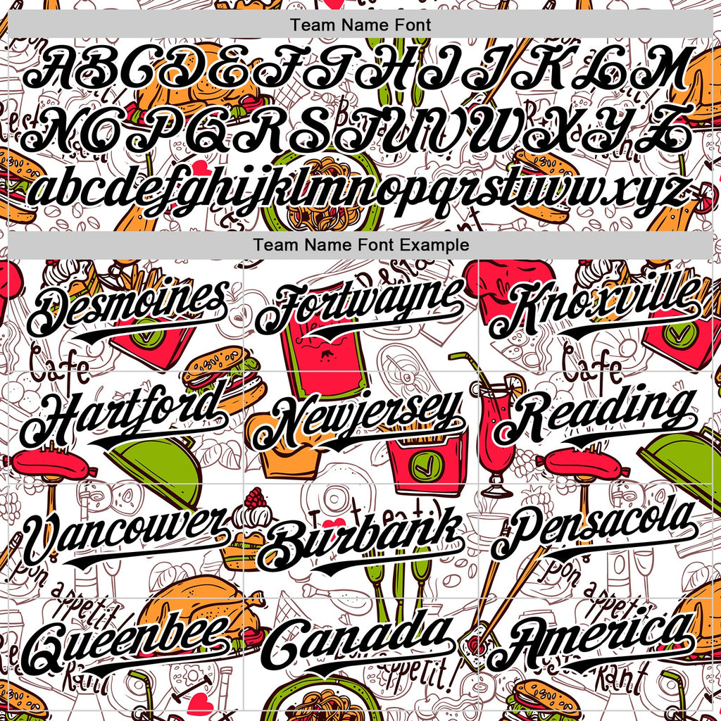 Custom White Black Foodie Fast Food Doodles Authentic Baseball Jersey