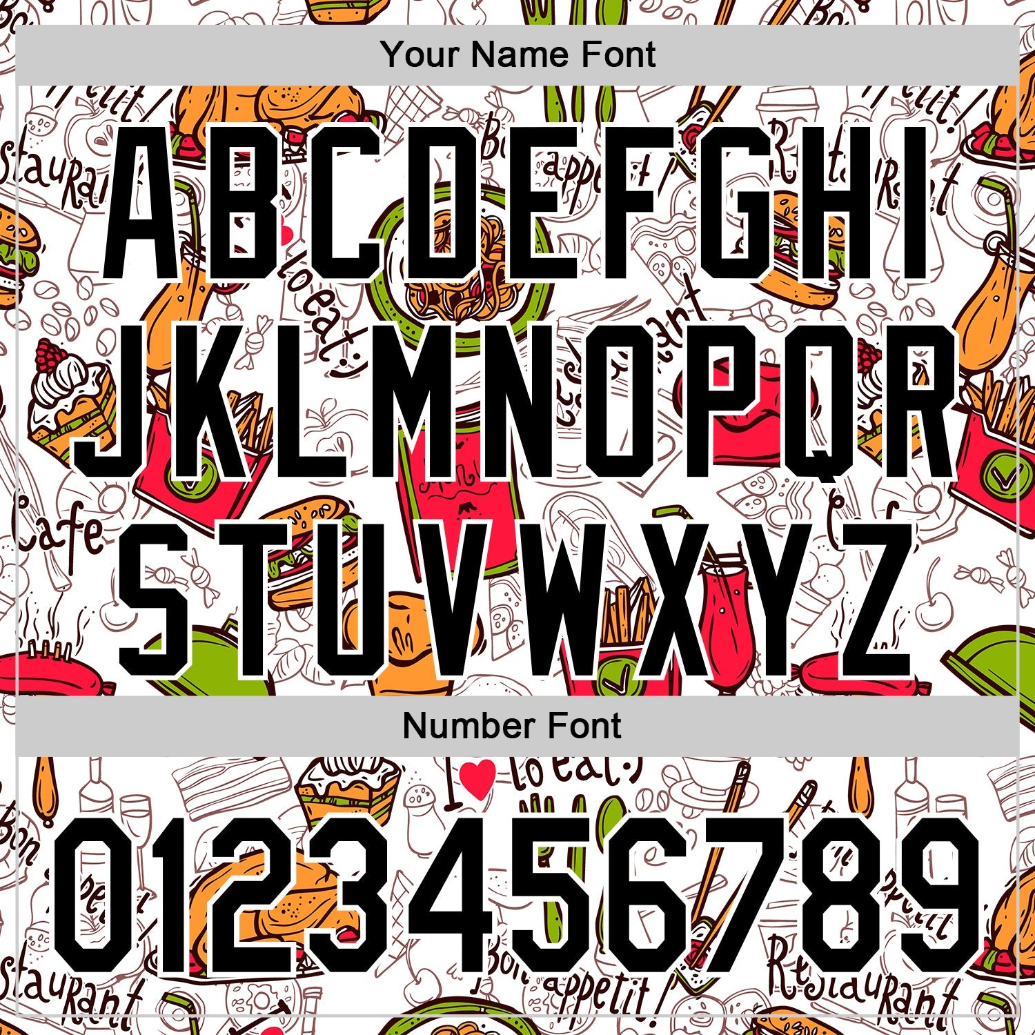 Custom White Black Foodie Fast Food Doodles Authentic Baseball Jersey