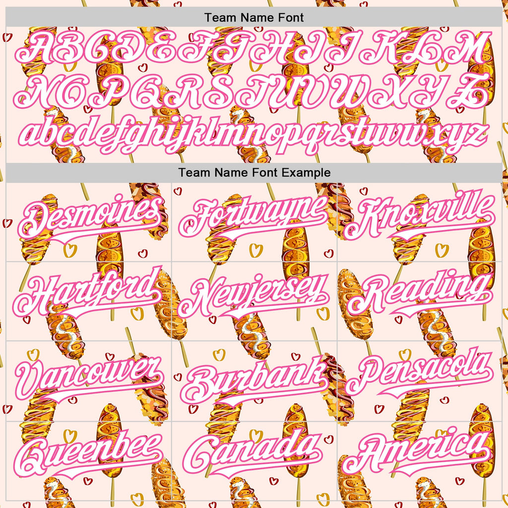 Custom Light Pink White-Pink Foodie Asian Corndog Authentic Baseball Jersey