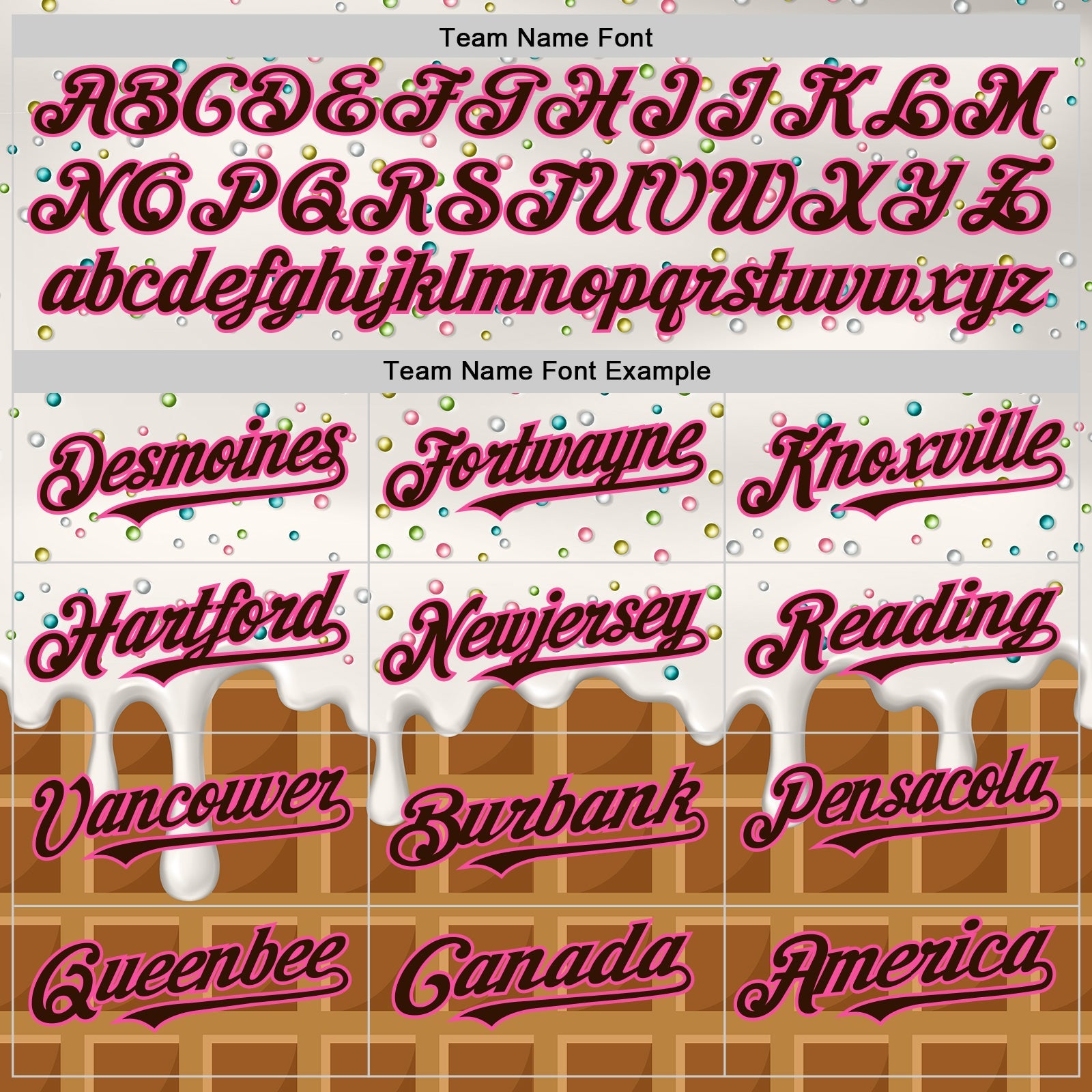 Custom White Brown-Pink Foodie Dripping Ice Cream Authentic Baseball Jersey