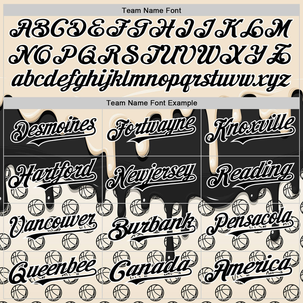Custom Cream Black-White Foodie Dripping Ice Cream Authentic Baseball Jersey