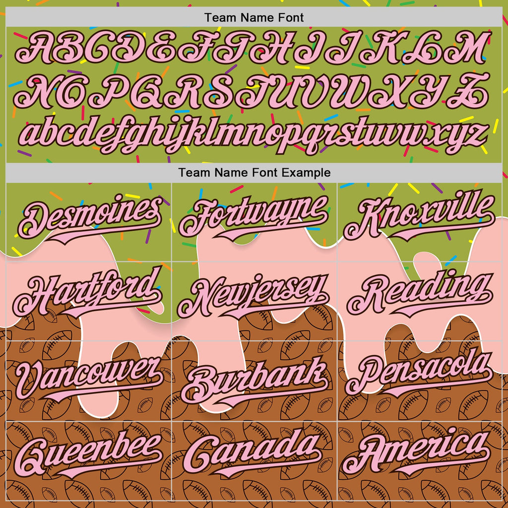Custom Green Light Pink-Brown Foodie Dripping Ice Cream Authentic Baseball Jersey