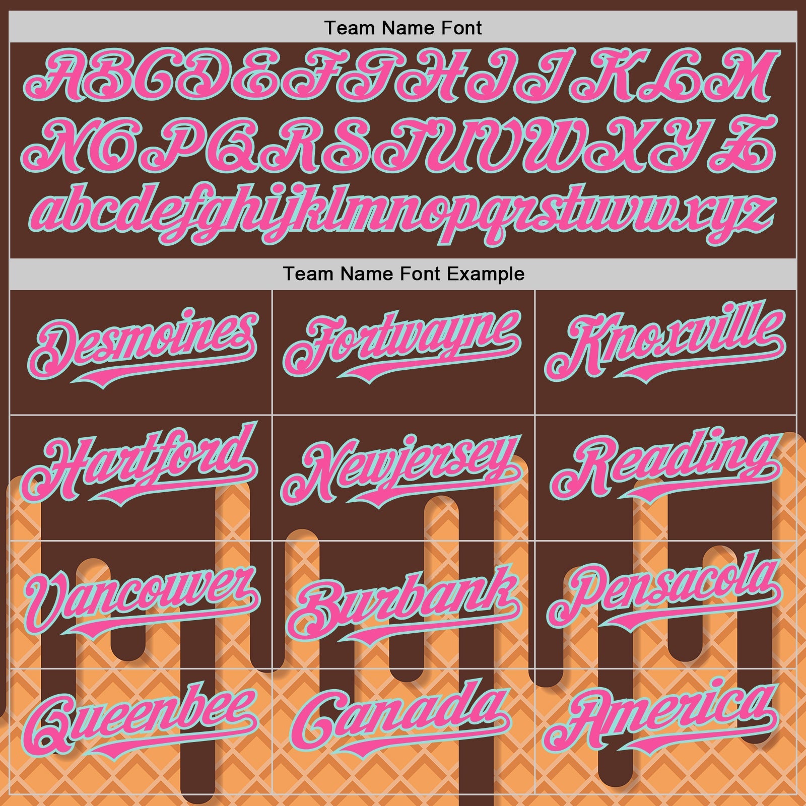 Custom Brown Pink-Ice Blue Foodie Dripping Ice Cream Authentic Baseball Jersey