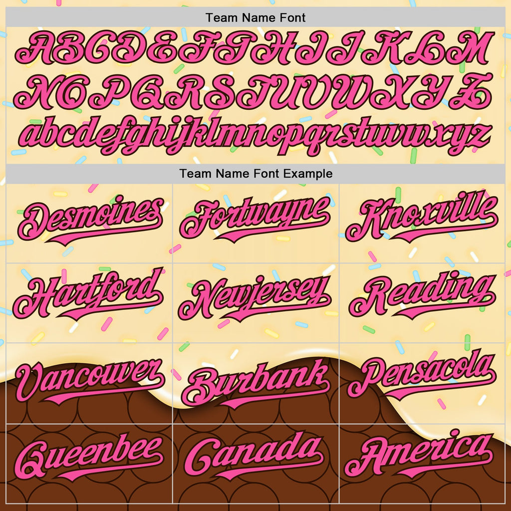 Custom Yellow Pink-Brown Foodie Dripping Ice Cream Authentic Baseball Jersey