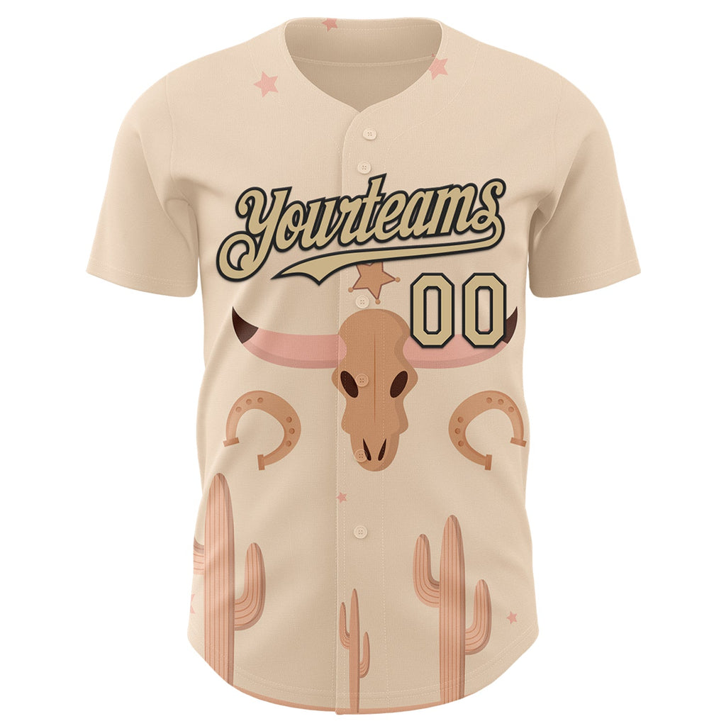 Custom City Cream Vegas Gold-Black Texas Cowboy Landscape City Edition Authentic Baseball Jersey