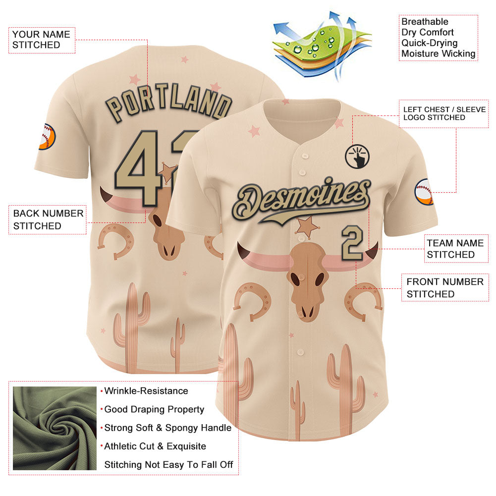 Custom City Cream Vegas Gold-Black Texas Cowboy Landscape City Edition Authentic Baseball Jersey