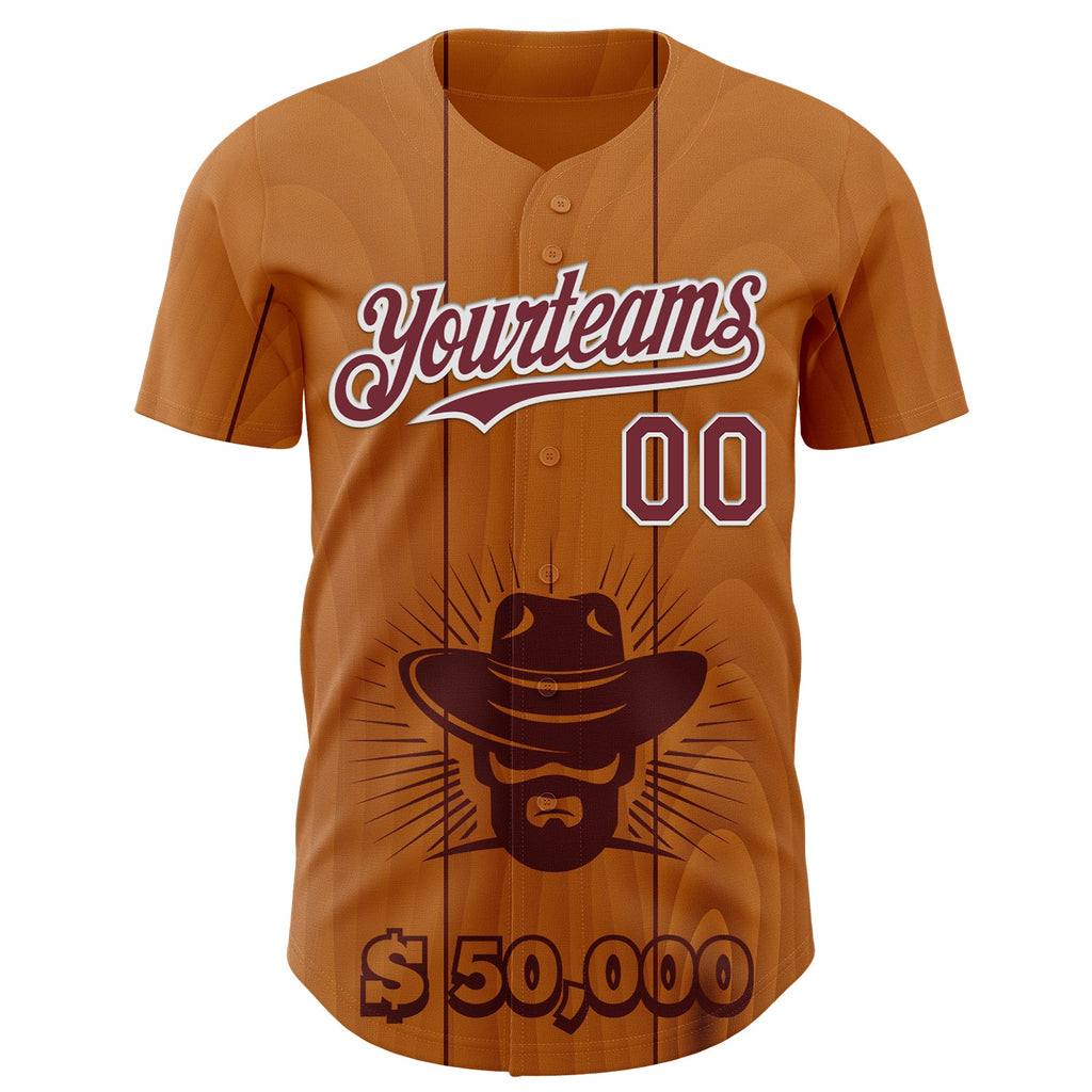 Custom Brown Burgundy-White Texas Cowboy City Edition Authentic Baseball Jersey