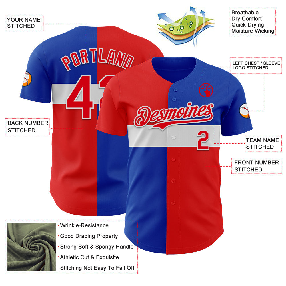 Custom Blue Fire Red-White Texas Flag City Edition Authentic Baseball Jersey