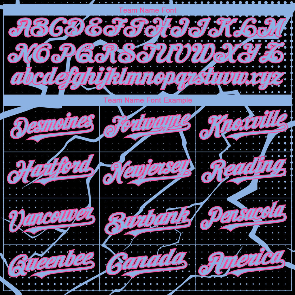 Custom Black Light Blue-Pink Lightning Polka Dot Authentic Baseball Jersey
