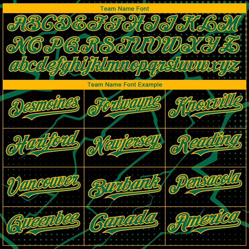 Custom Black Kelly Green-Gold Lightning Polka Dot Authentic Baseball Jersey