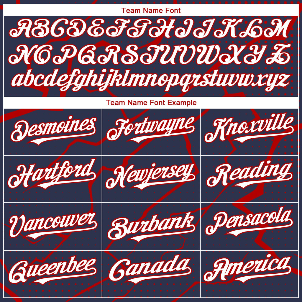 Custom Navy White-Red Lightning Polka Dot Authentic Baseball Jersey