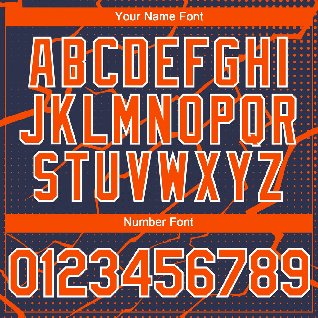 Custom Navy Orange-White Lightning Polka Dot Authentic Baseball Jersey