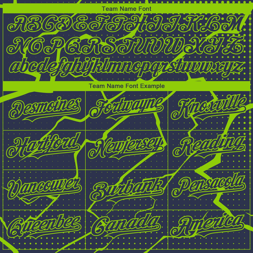 Custom Navy Neon Green Lightning Polka Dot Authentic Baseball Jersey