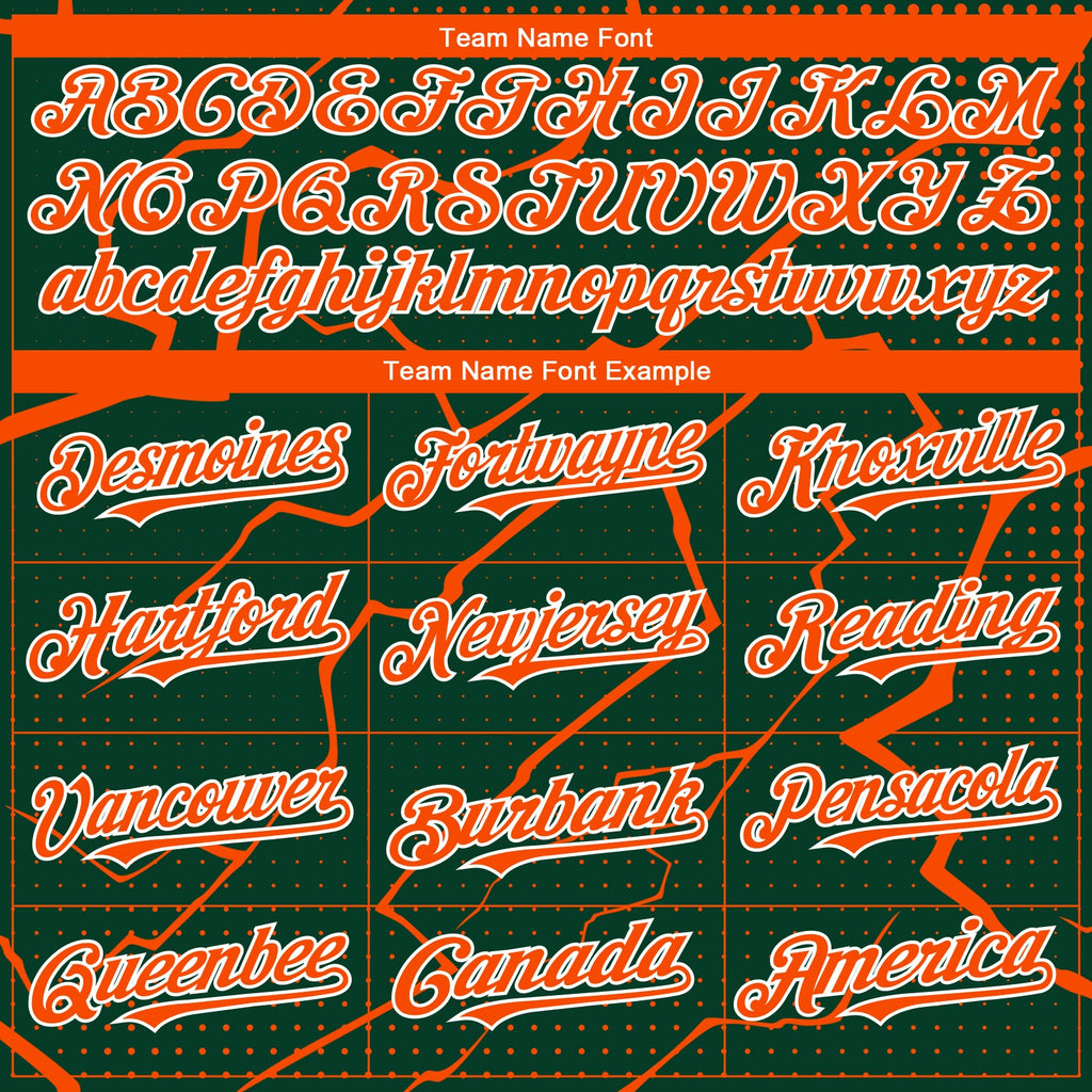 Custom Green Orange-White Lightning Polka Dot Authentic Baseball Jersey
