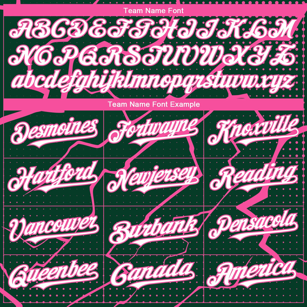 Custom Green White-Pink Lightning Polka Dot Authentic Baseball Jersey