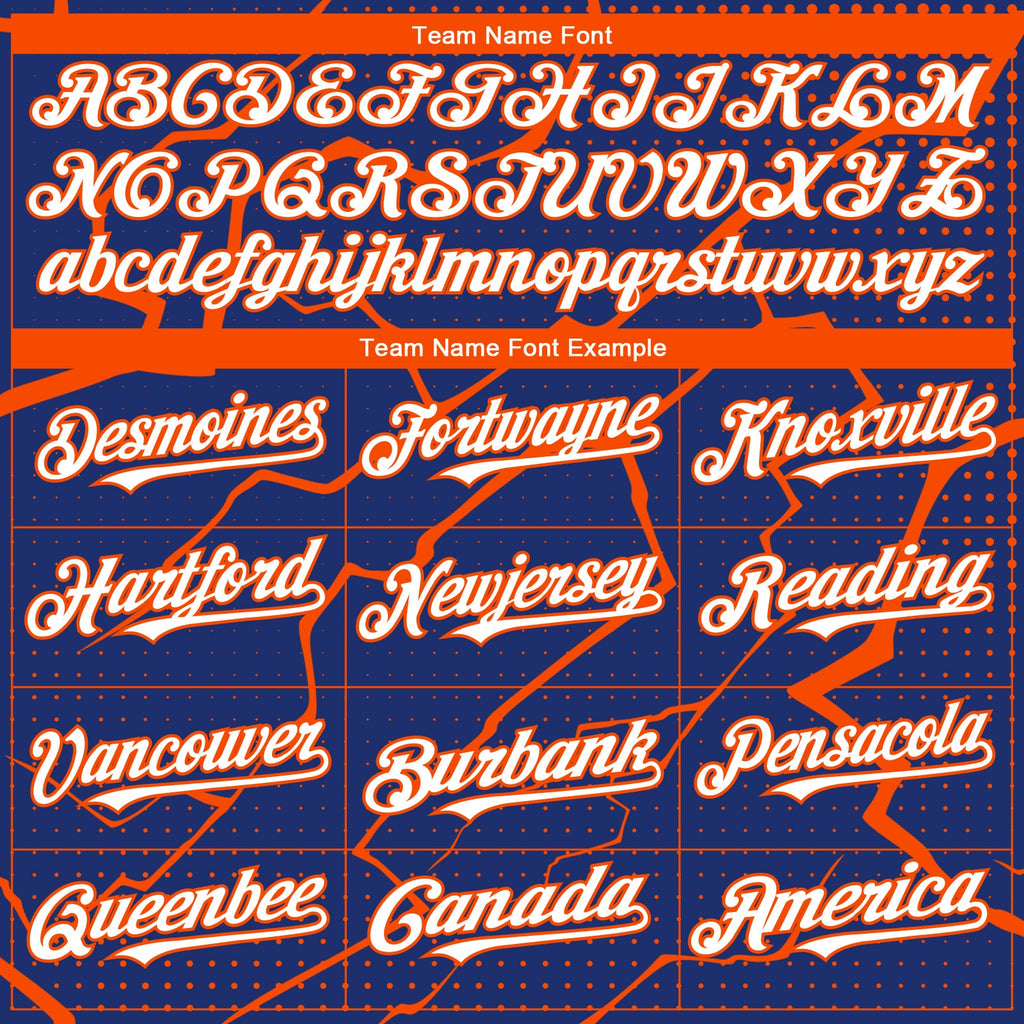 Custom Royal Orange-White Lightning Polka Dot Authentic Baseball Jersey