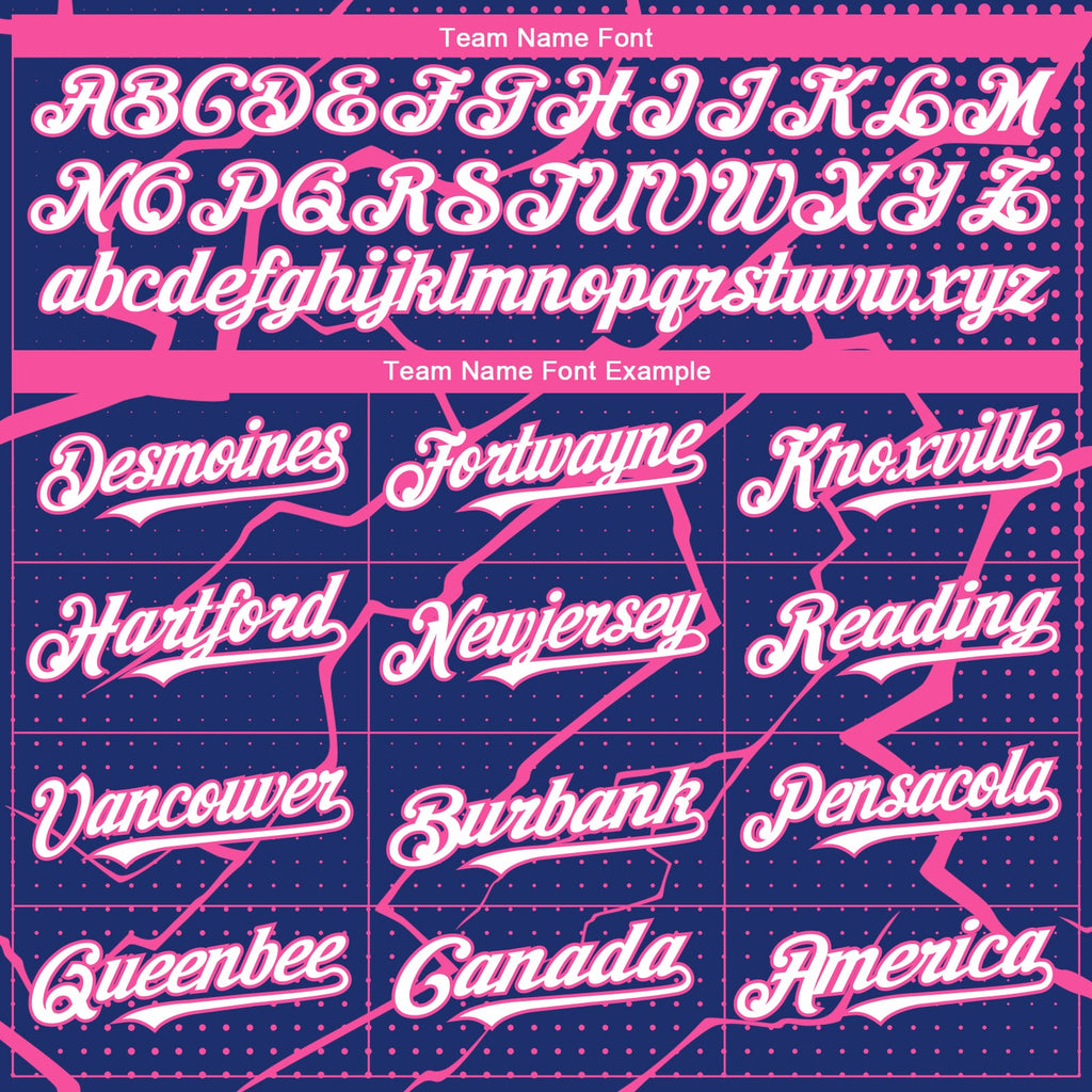 Custom Royal White-Pink Lightning Polka Dot Authentic Baseball Jersey