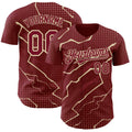 Custom Crimson Cream Lightning Polka Dot Authentic Baseball Jersey