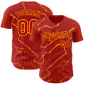 Custom Red Gold Lightning Polka Dot Authentic Baseball Jersey