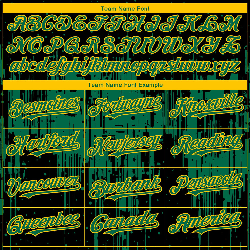 Custom Black Kelly Green-Yellow Dripping Splatter Paint Authentic Baseball Jersey