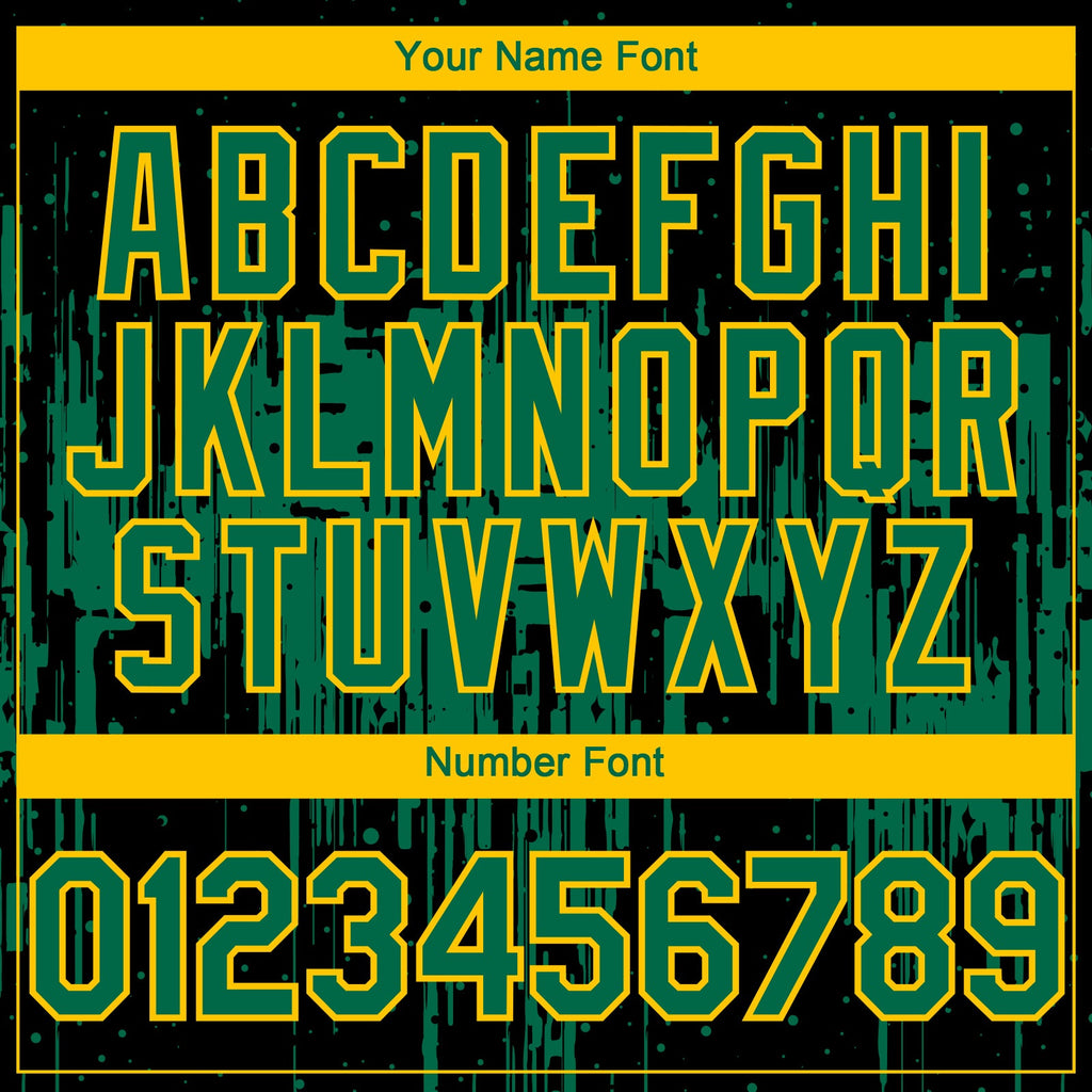 Custom Black Kelly Green-Yellow Dripping Splatter Paint Authentic Baseball Jersey