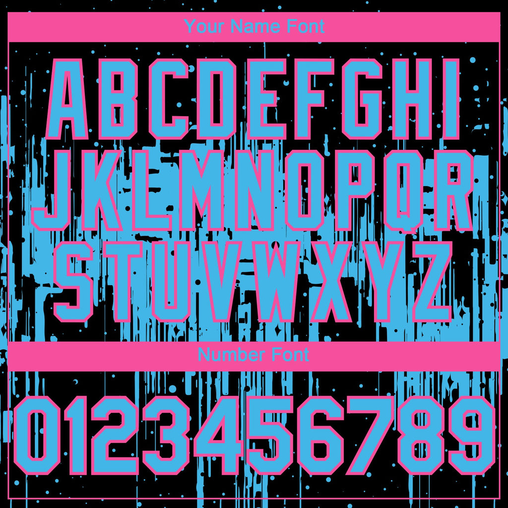 Custom Black Sky Blue-Pink Dripping Splatter Paint Authentic Baseball Jersey