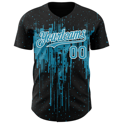 Custom Black Panther Blue-White Dripping Splatter Paint Authentic Baseball Jersey