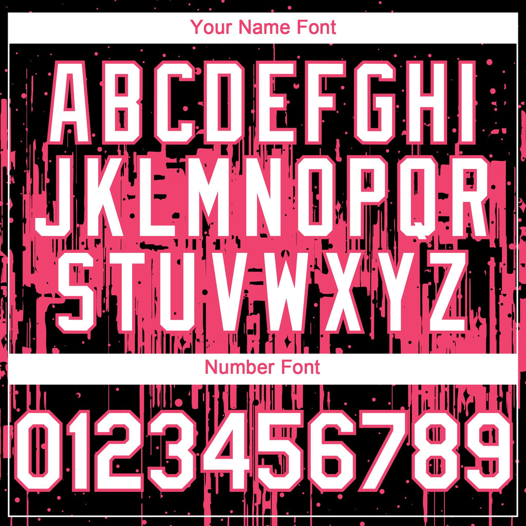 Custom Black White-Neon Pink Dripping Splatter Paint Authentic Baseball Jersey