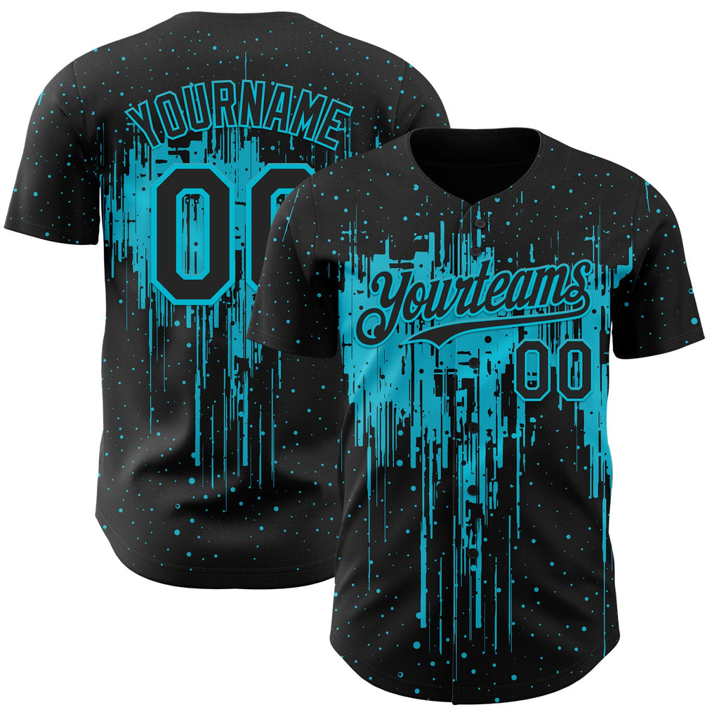 Custom Black Lakes Blue Dripping Splatter Paint Authentic Baseball Jersey