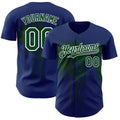 Custom Royal Green-White Dripping Splatter Paint Authentic Baseball Jersey