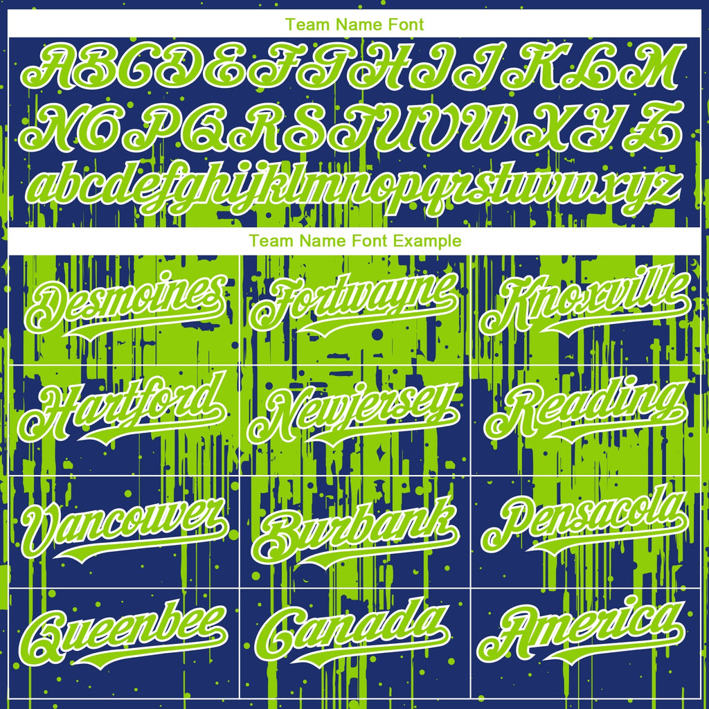 Custom Royal Neon Green-White Dripping Splatter Paint Authentic Baseball Jersey