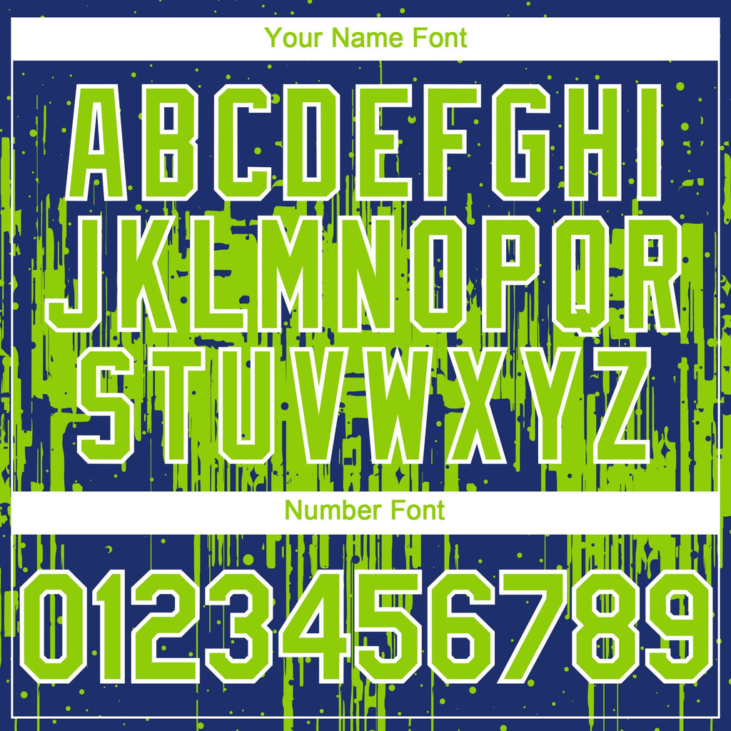 Custom Royal Neon Green-White Dripping Splatter Paint Authentic Baseball Jersey