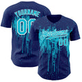Custom Royal Lakes Blue-White Dripping Splatter Paint Authentic Baseball Jersey
