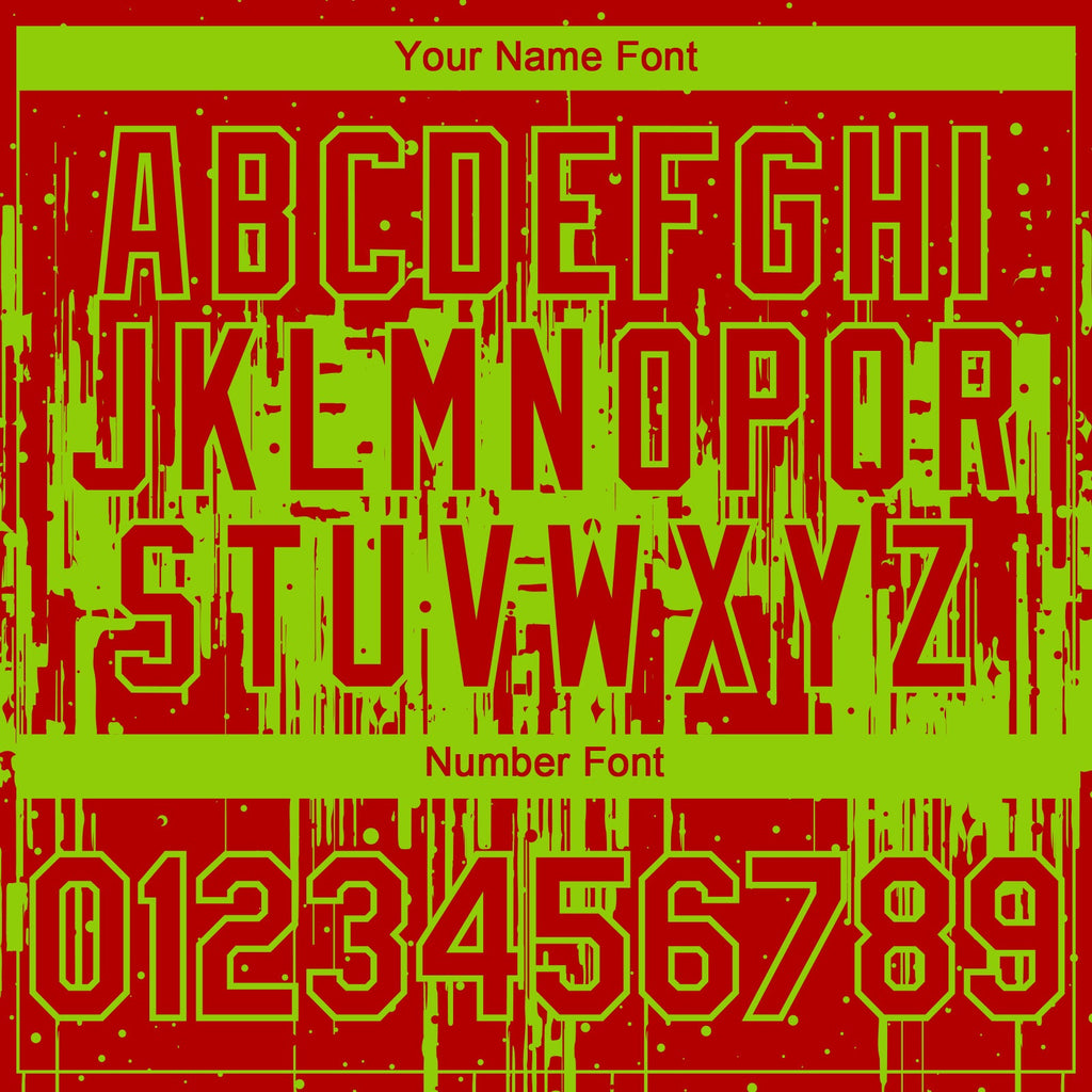 Custom Red Neon Green Dripping Splatter Paint Authentic Baseball Jersey