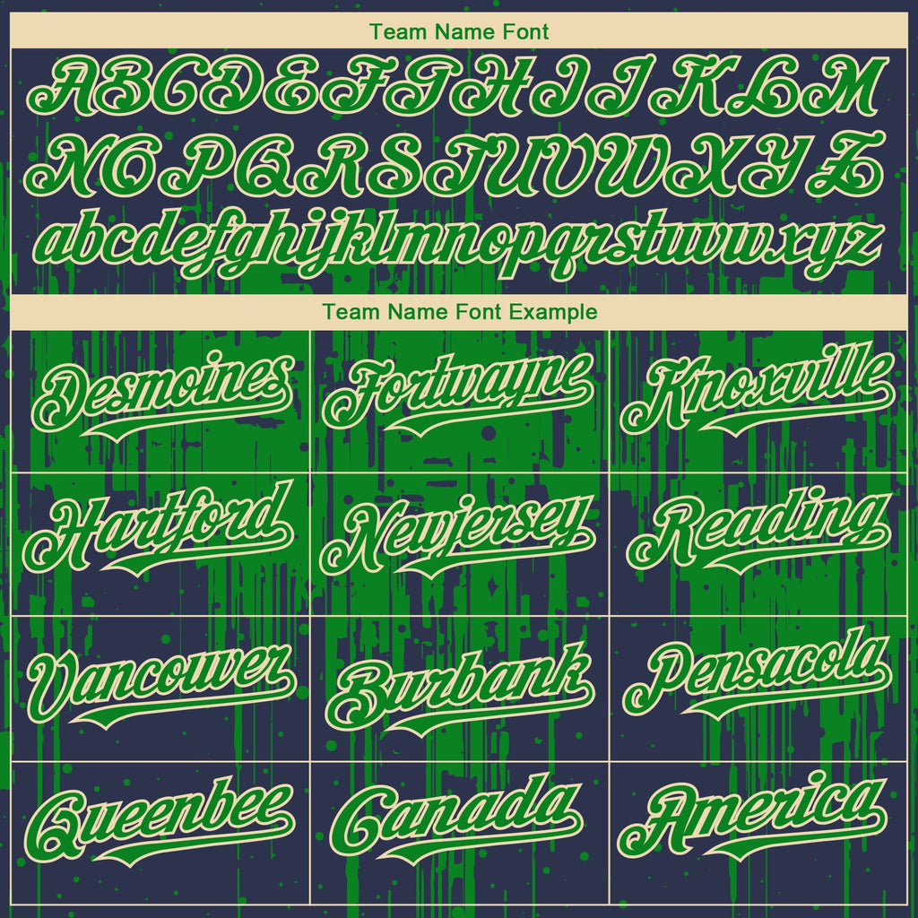 Custom Navy Grass Green-Cream Dripping Splatter Paint Authentic Baseball Jersey