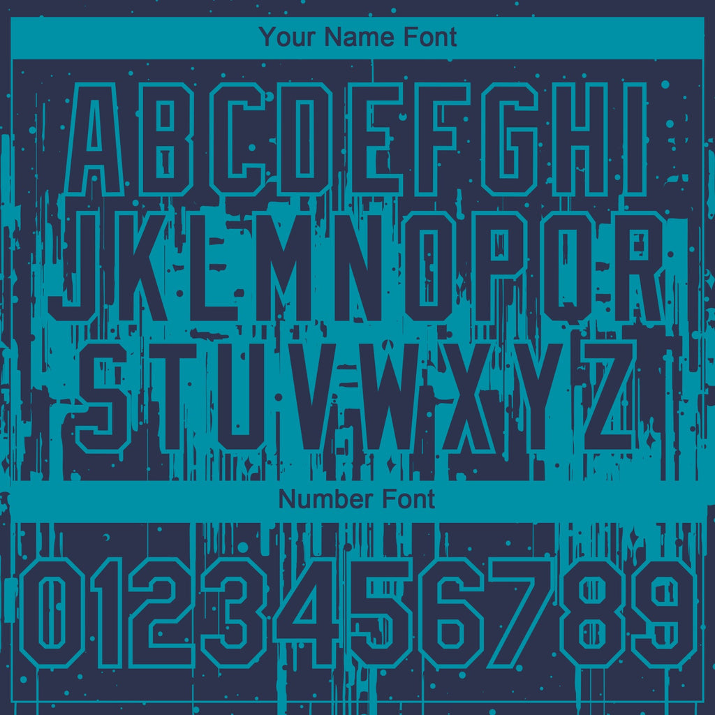 Custom Navy Teal Dripping Splatter Paint Authentic Baseball Jersey
