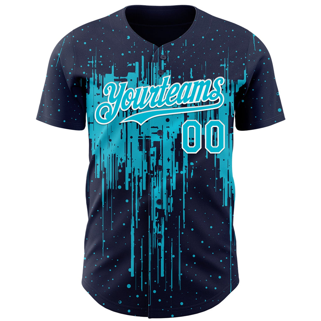 Custom Navy Lakes Blue-White Dripping Splatter Paint Authentic Baseball Jersey