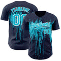 Custom Navy Lakes Blue-White Dripping Splatter Paint Authentic Baseball Jersey