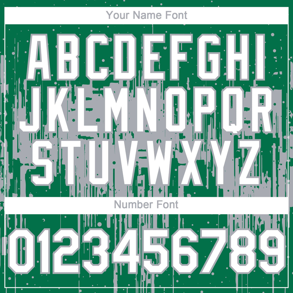 Custom Kelly Green White-Gray Dripping Splatter Paint Authentic Baseball Jersey