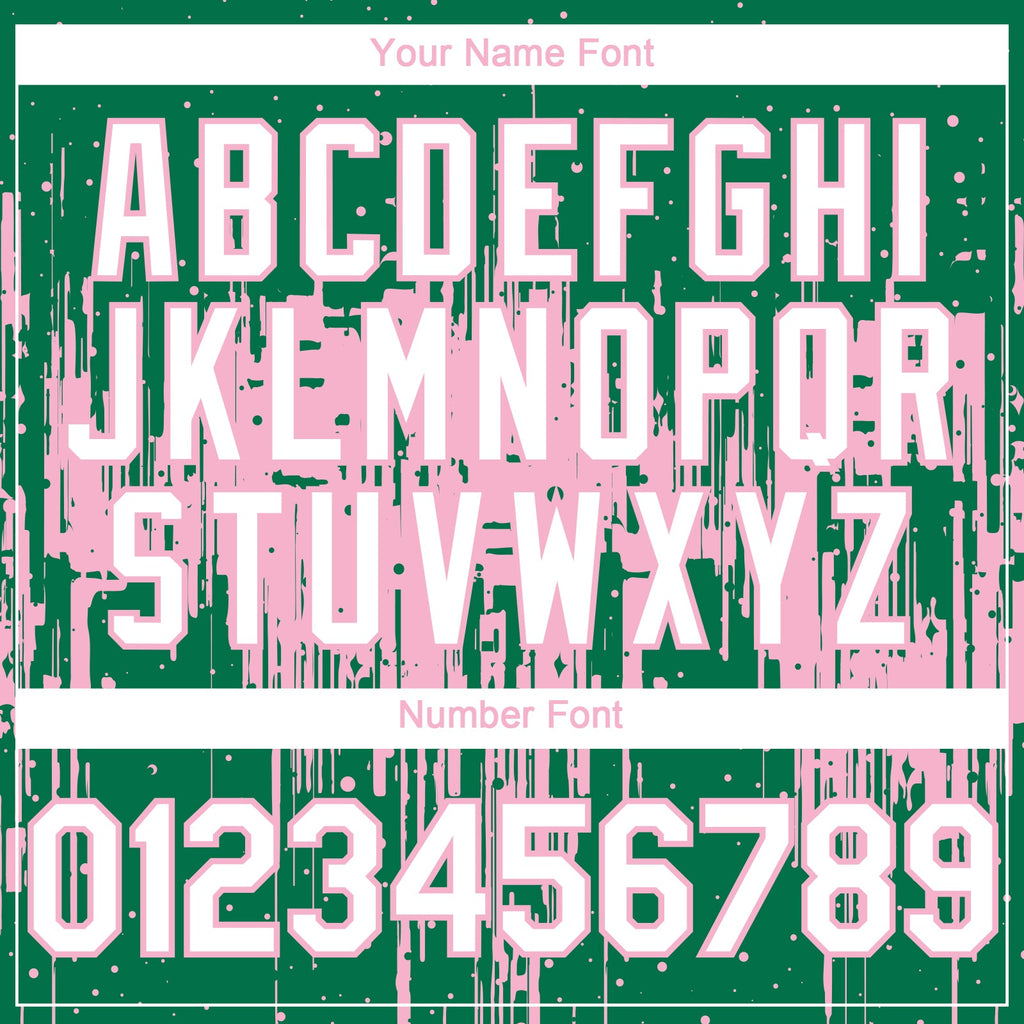 Custom Kelly Green White-Light Pink Dripping Splatter Paint Authentic Baseball Jersey