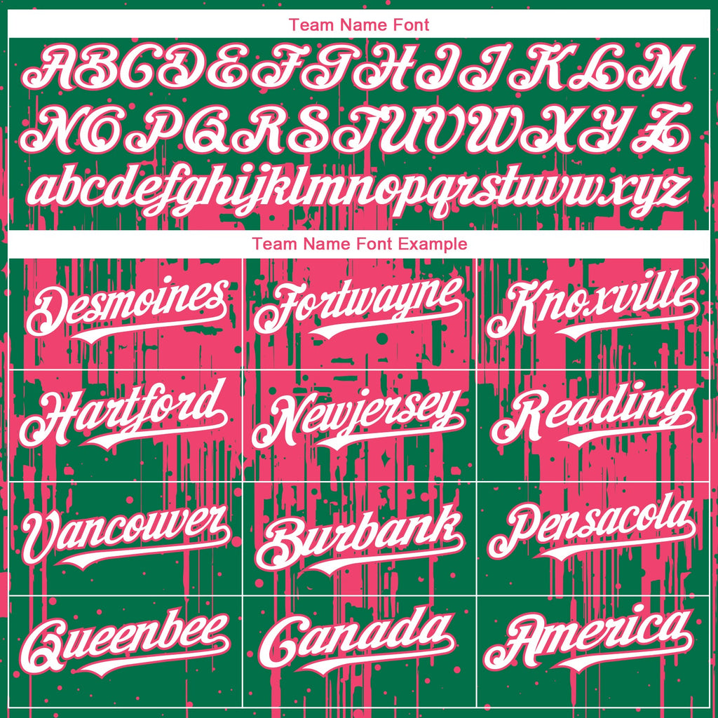 Custom Kelly Green White-Neon Pink Dripping Splatter Paint Authentic Baseball Jersey