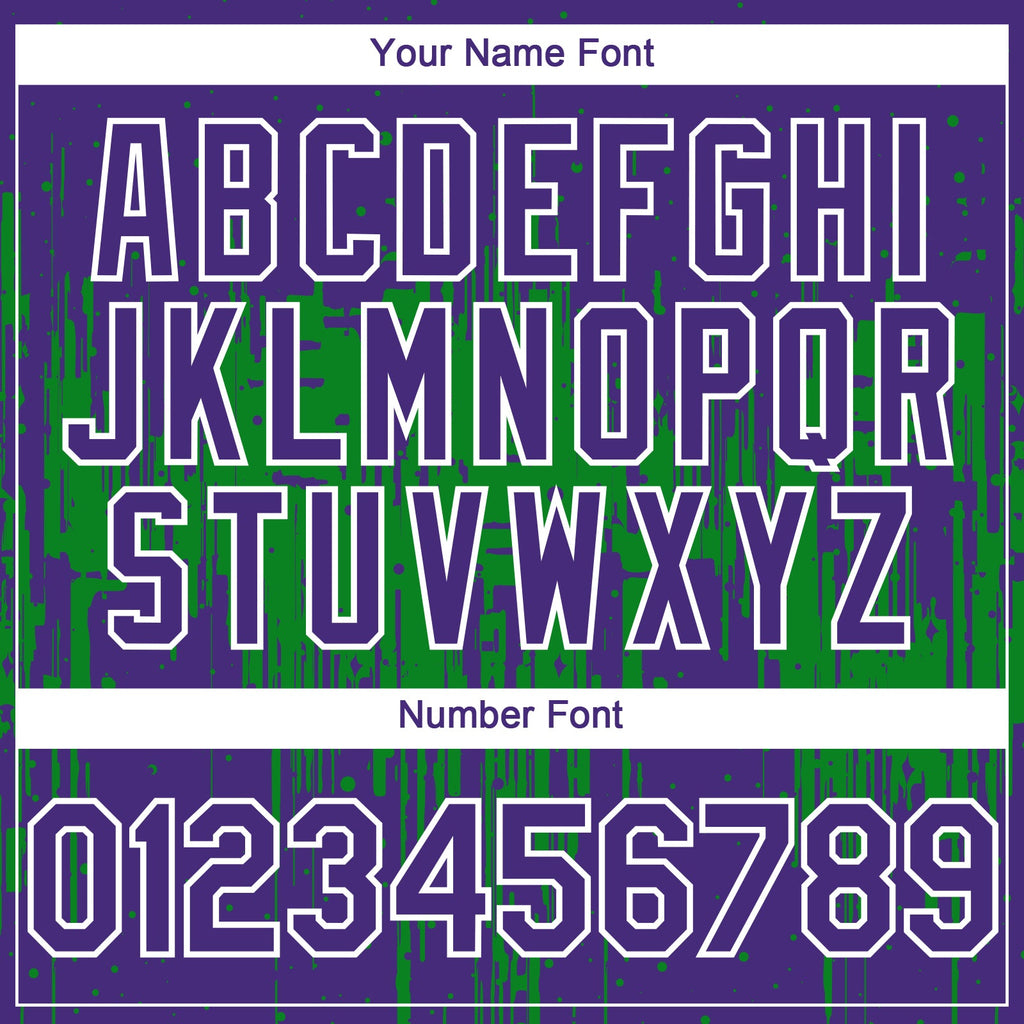 Custom Purple White-Grass Green Dripping Splatter Paint Authentic Baseball Jersey