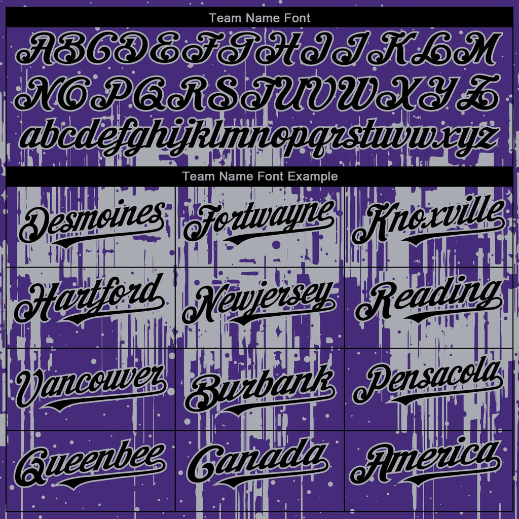 Custom Purple Black-Gray Dripping Splatter Paint Authentic Baseball Jersey