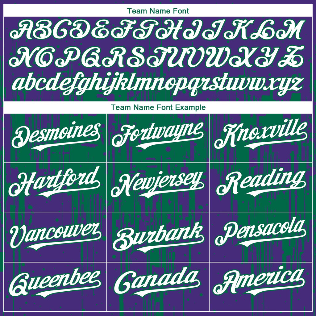 Custom Purple White-Kelly Green Dripping Splatter Paint Authentic Baseball Jersey