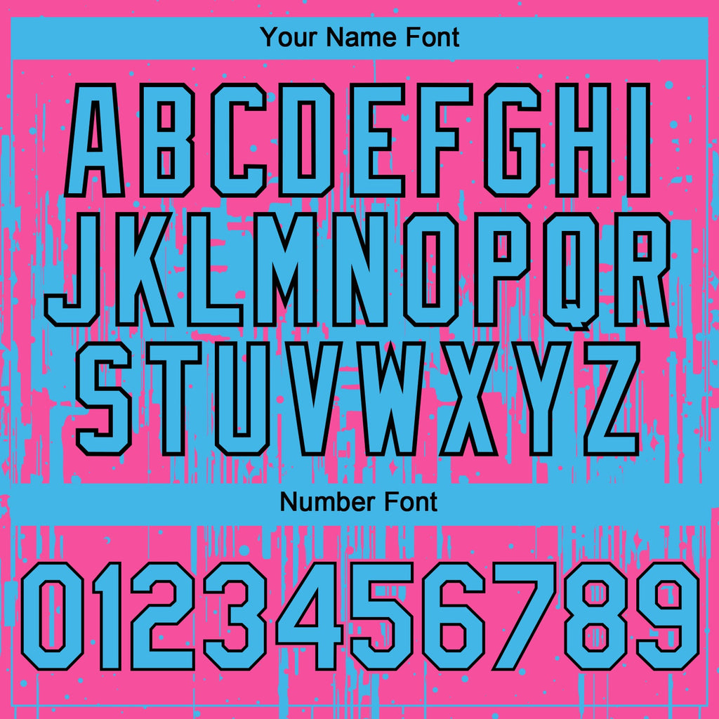 Custom Pink Sky Blue-Black Dripping Splatter Paint Authentic Baseball Jersey