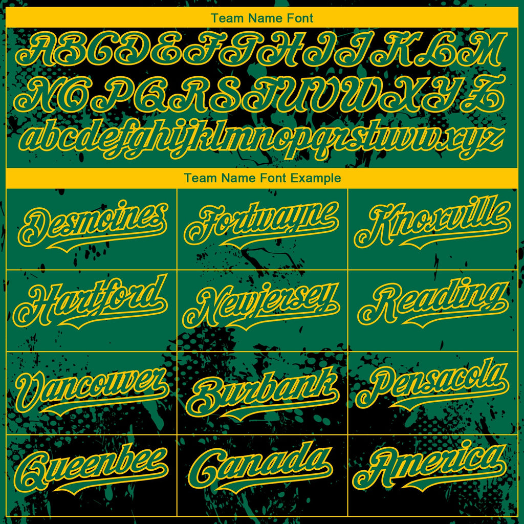 Custom Black Kelly Green-Yellow Abstract Splatter Grunge Paint Authentic Baseball Jersey