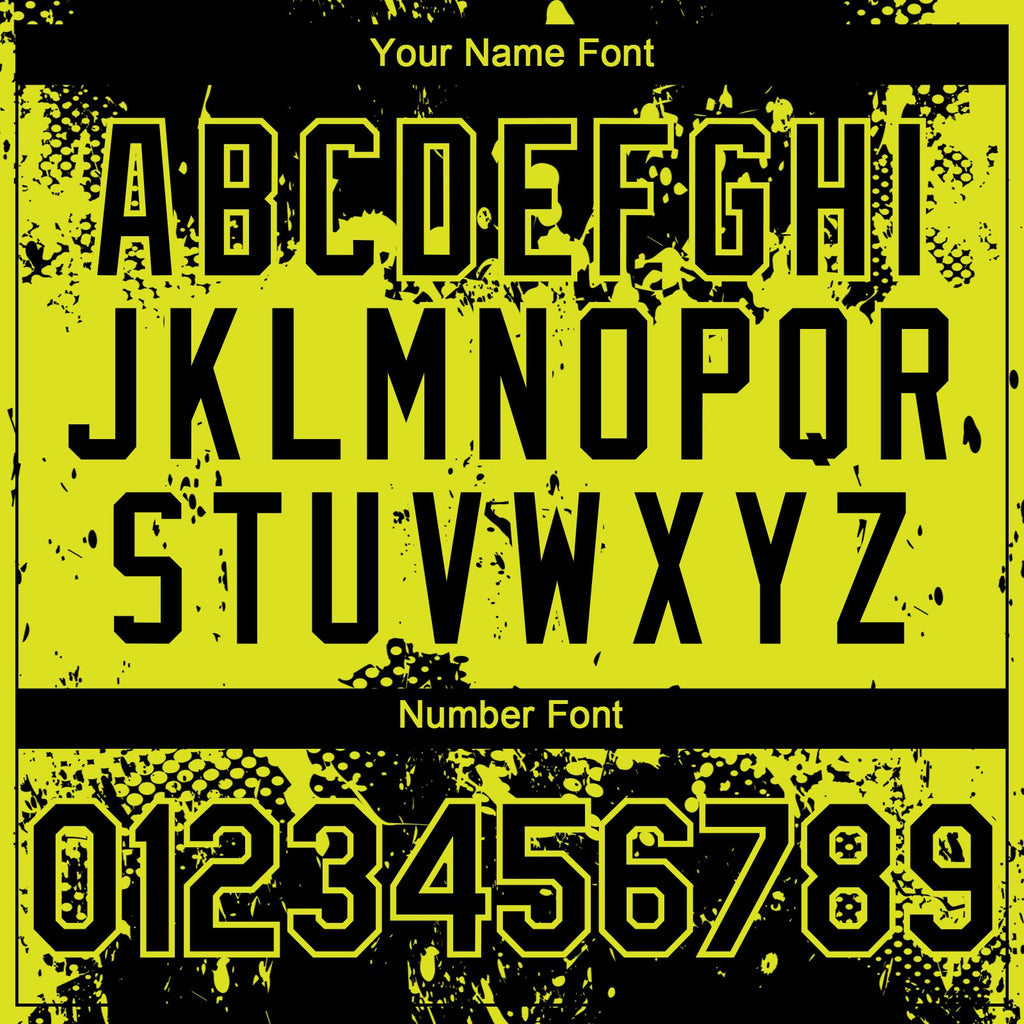 Custom Black Neon Yellow Abstract Splatter Grunge Paint Authentic Baseball Jersey